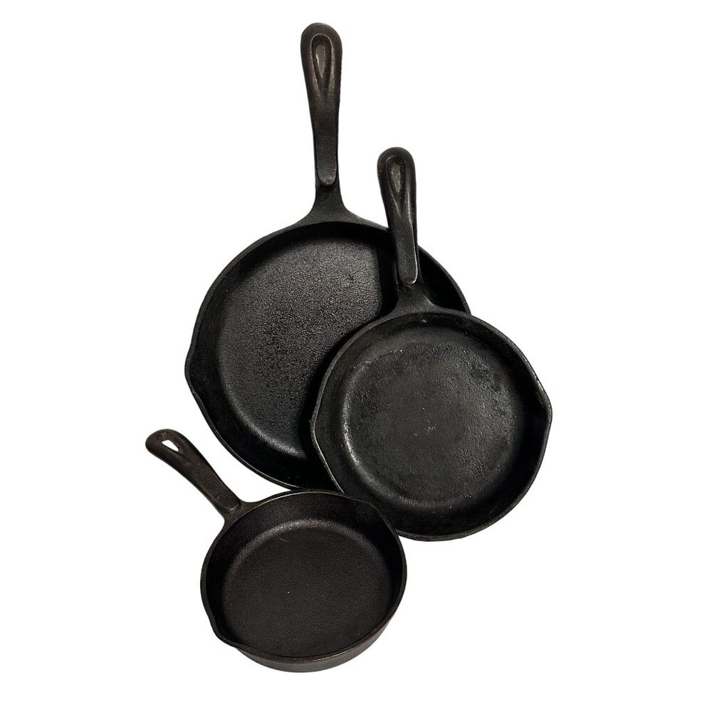 Wagner Three Piece Skillets 6.5, 8, 10.5" Cast Iron